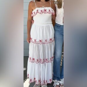 White Skirt with Red Embroidery